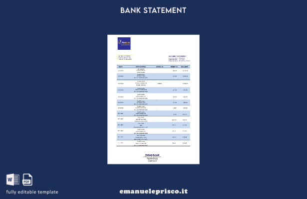 modello di estratto conto Burundi Finbank in stile verificato